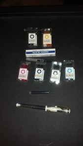 Various Sailor Clear Candy Cartridges in packaging, converter with box, green cartridge by itself 