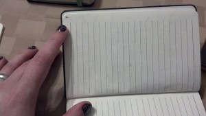 The reverse side of a Pen and Ink page written on in fountain pen ink (Noodler's Red-Black)