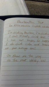 Pen Test. I totally had to use the whiskey-scented ink to christen it. 